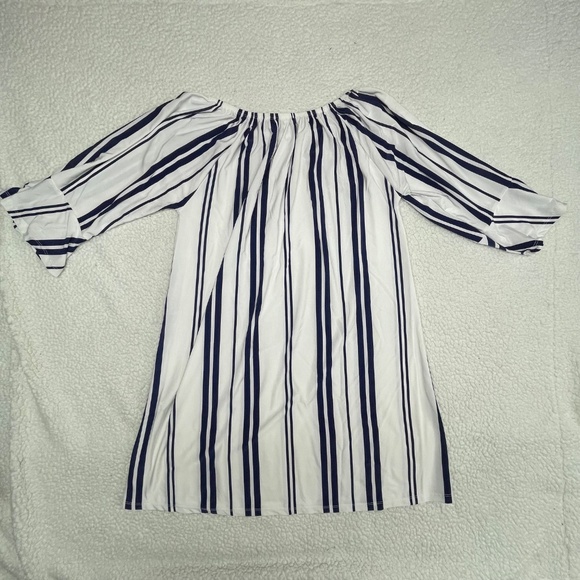 Women’s XL West Loop Navy Blue/White Stripe Tunic Top - Picture 2 of 11